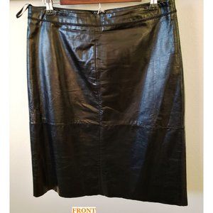 GAP Black Genuine Leather Skirt Fully Lined Size 12